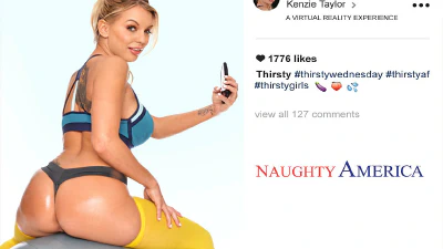 Cover for 'Naughty America VR: Kenzie Taylor fucking in the gym with her blue eyes vr porn'