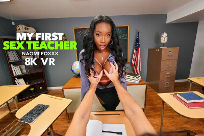 Cover for 'Naughty America VR: Professor Naomi Foxxx gets hot and horny for her big dick student when everyone leaves the classroom'